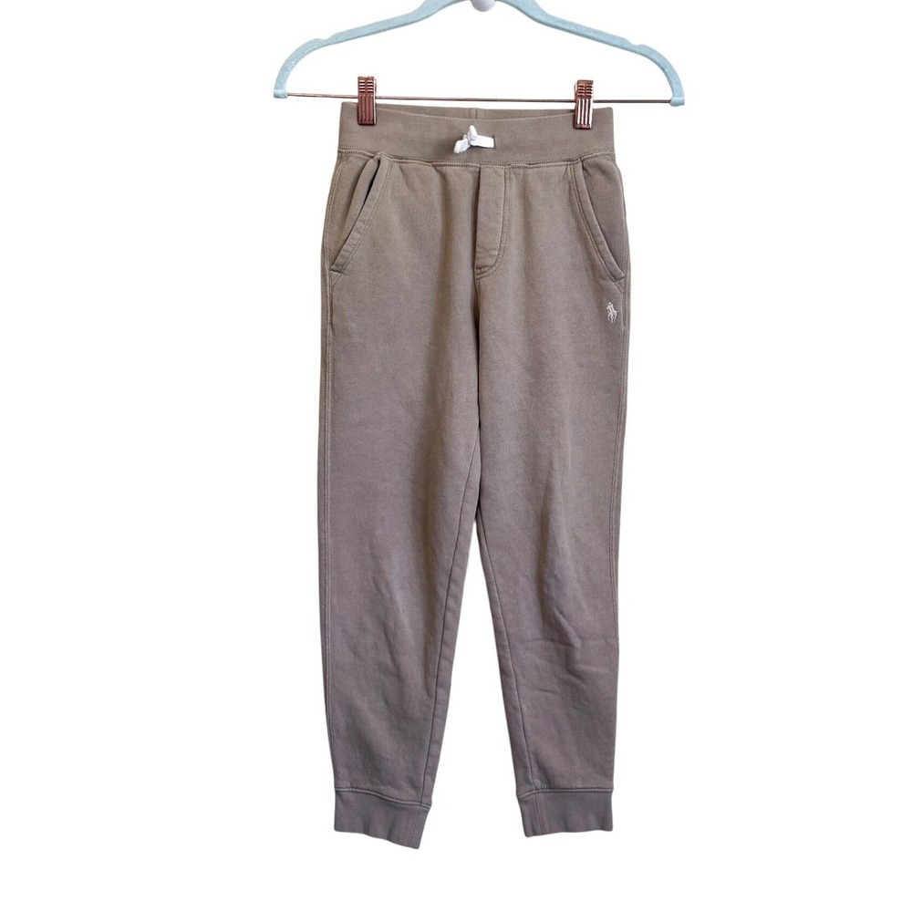 Polo Ralph Lauren Boys Khaki Jogger Pants S (8) Tan Preppy Pony Logo Sweatpants